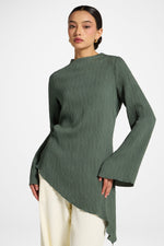 Asymmetric Textured Top - Basil