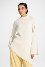 Asymmetric Textured Top - White