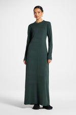Basic Ribbed Knit Maxi Dress - Dark Forest