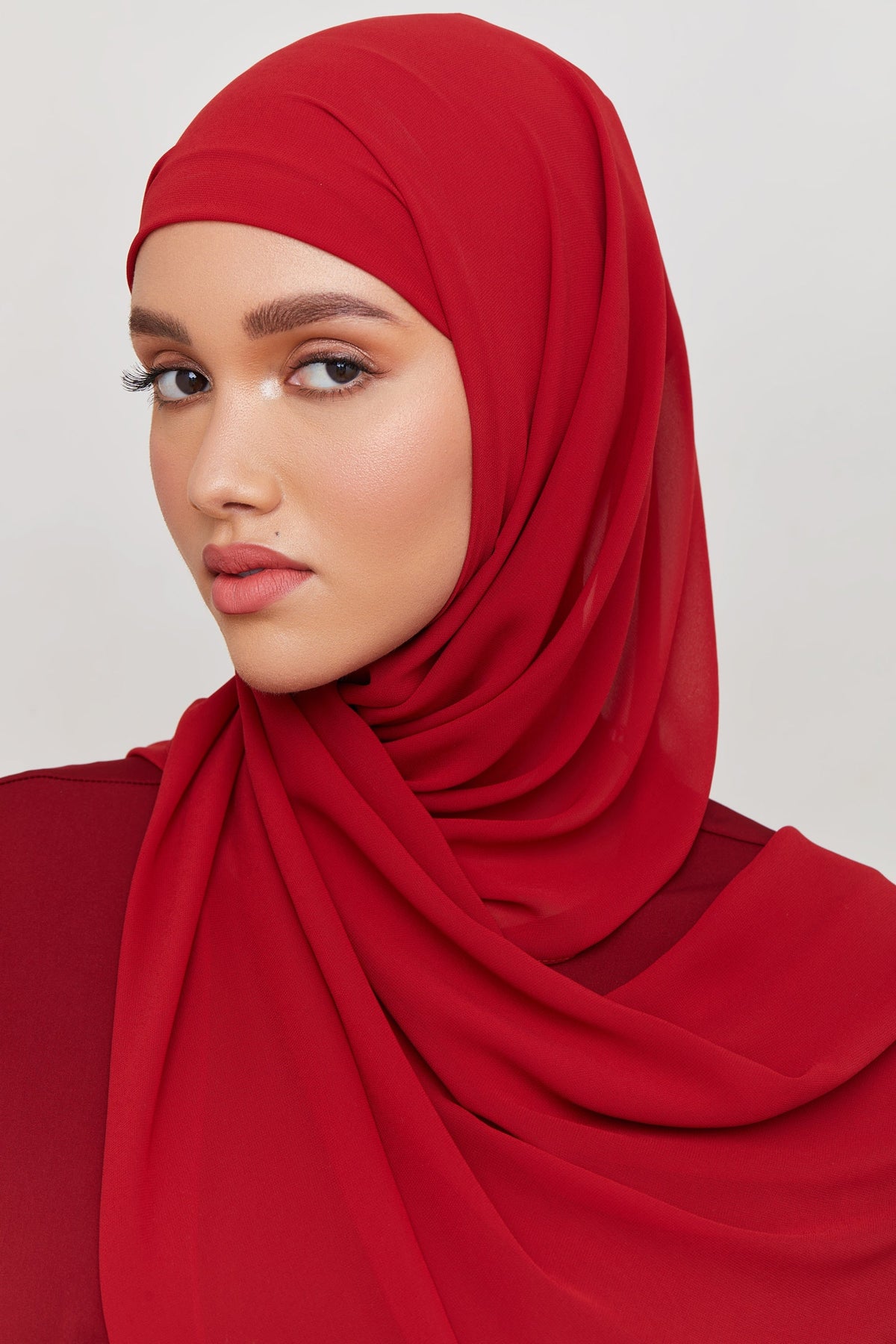 Chiffon LITE Hijab - Deep Red