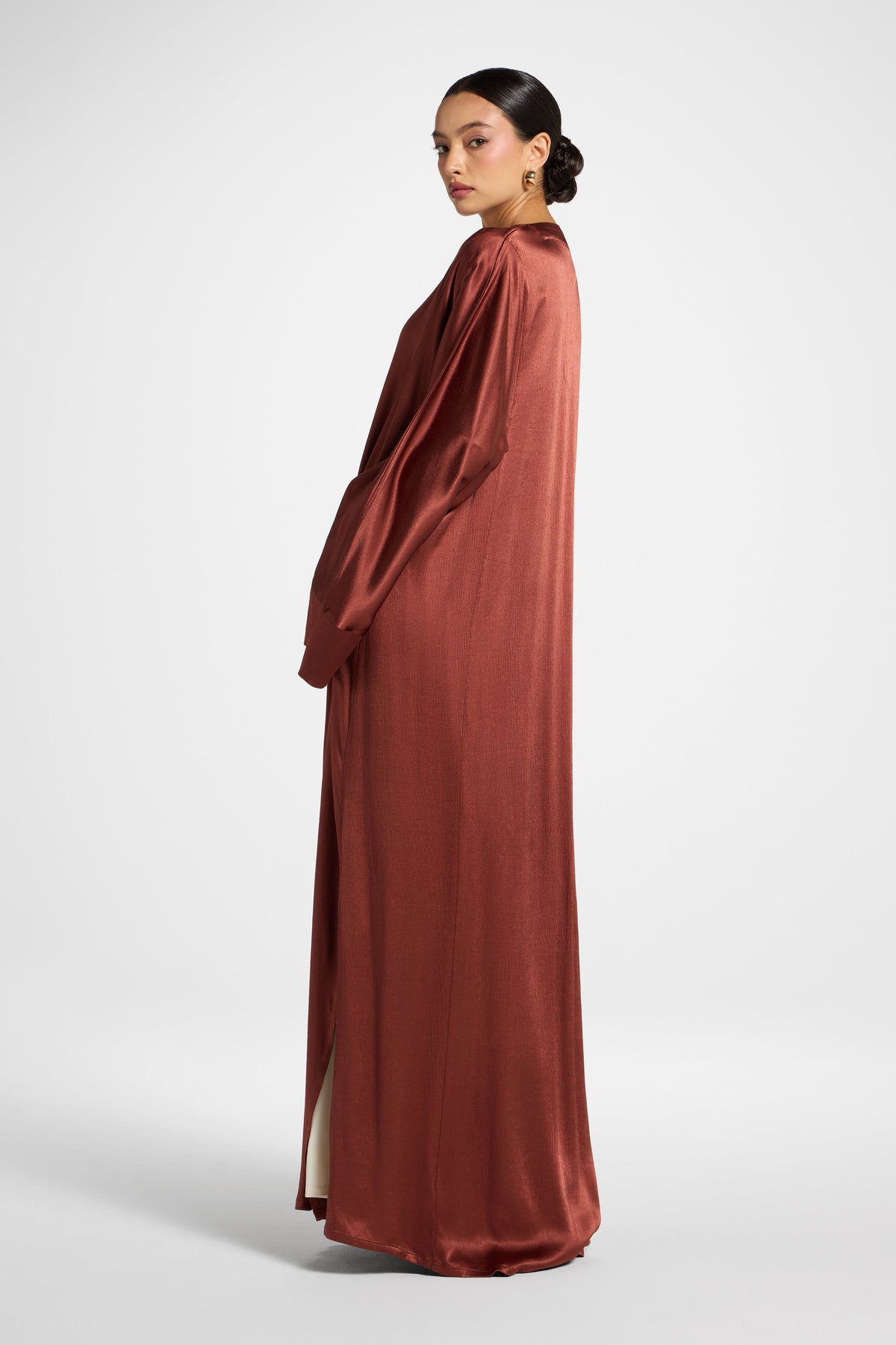 Cotton Open Abaya - Chocolate Raspberry