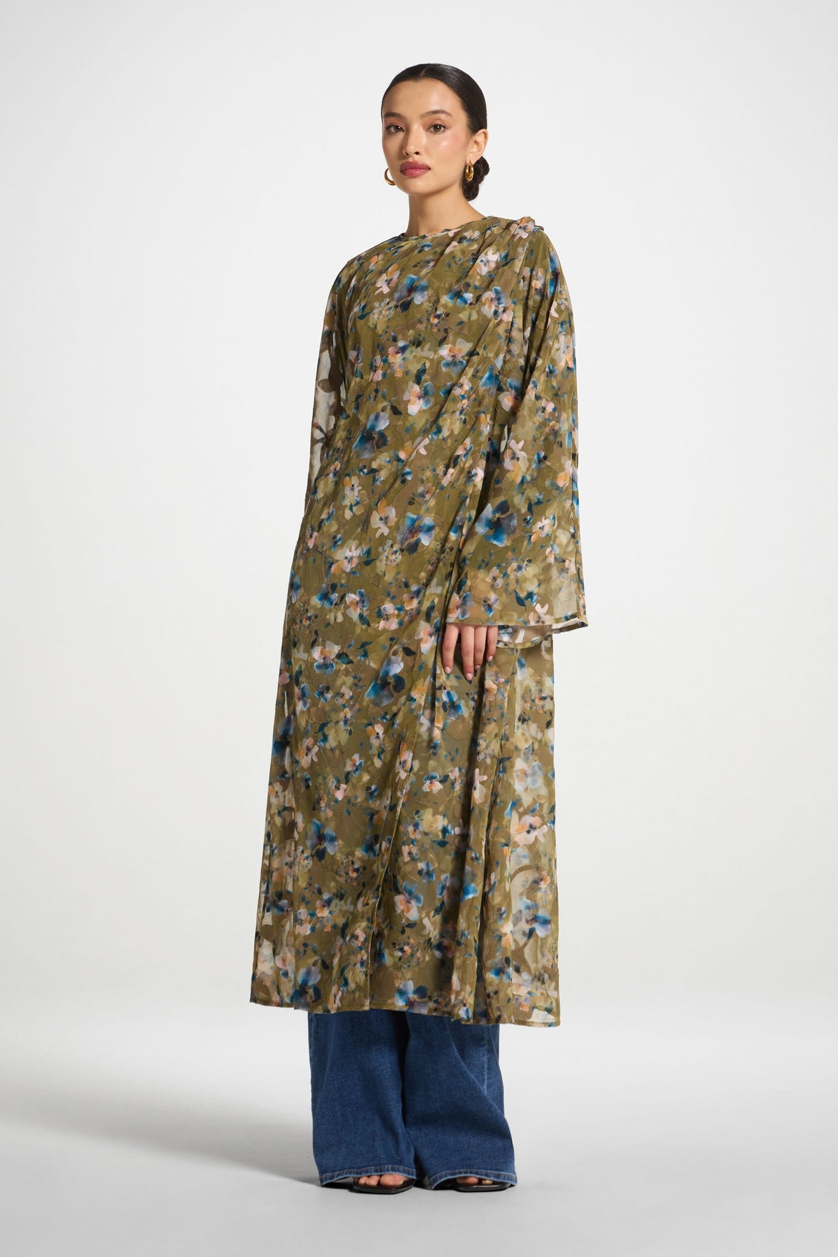 Embroidered Maxi Top - Olive Bloom