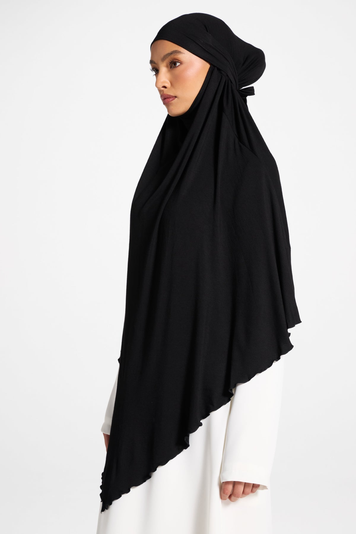 Jersey Khimar Hijab - Black