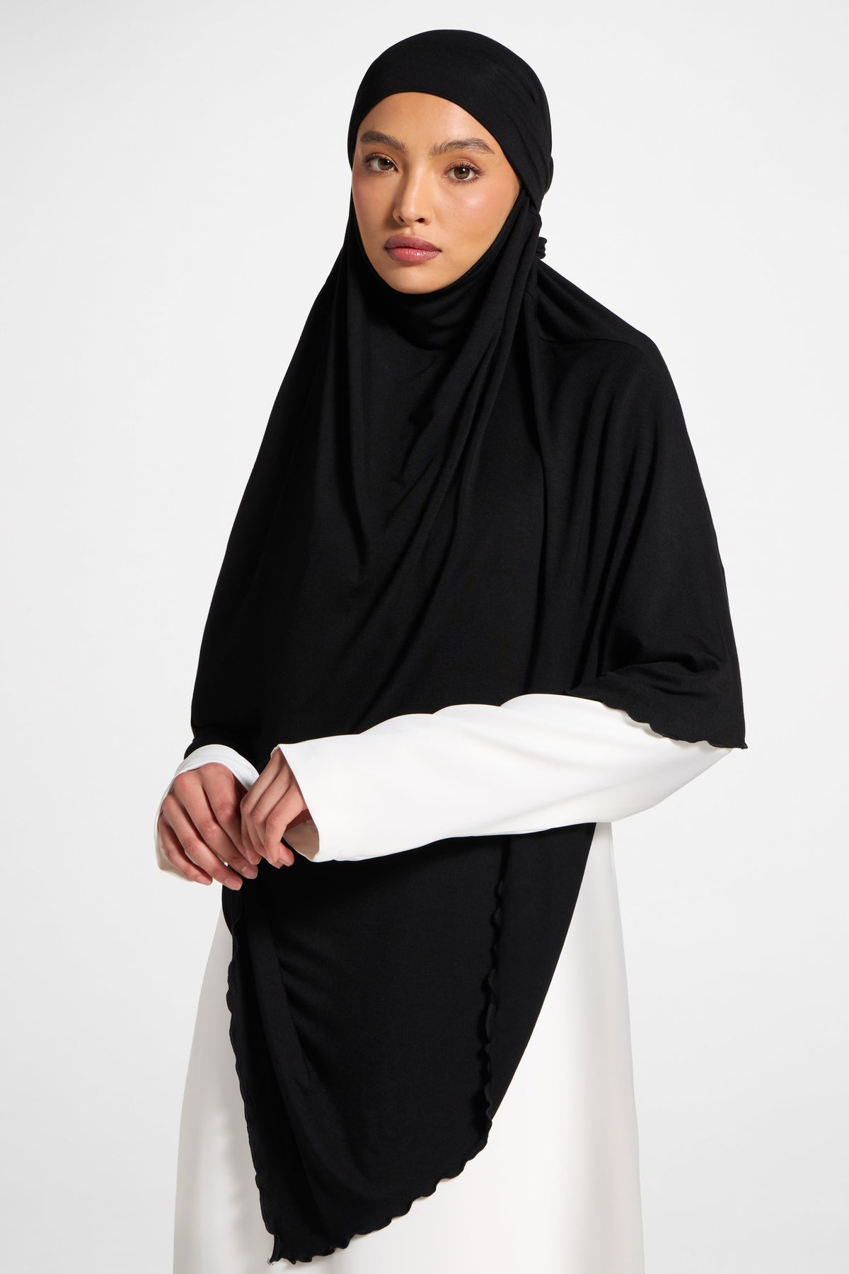 Jersey Khimar Hijab - Black