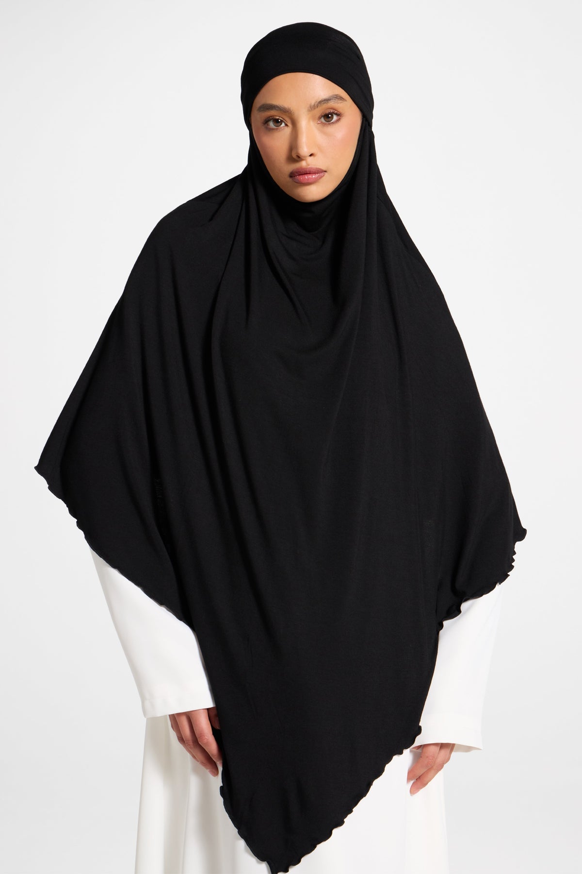 Jersey Khimar Hijab - Black