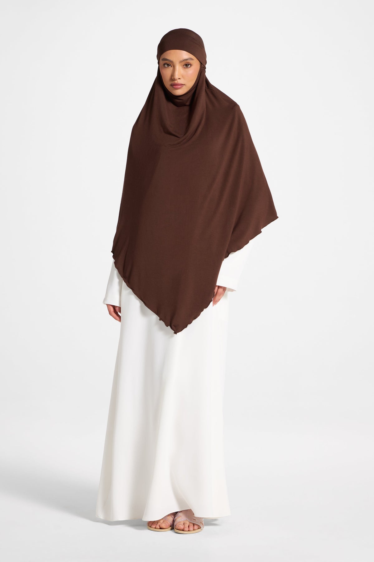Jersey Khimar Hijab - Chocolate