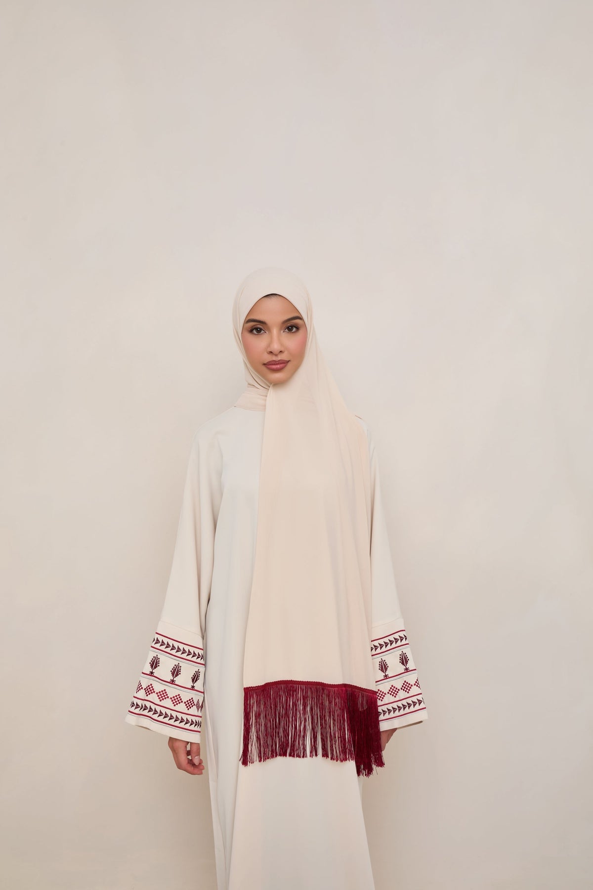 Khirka Chiffon Hijab - Red Tassels