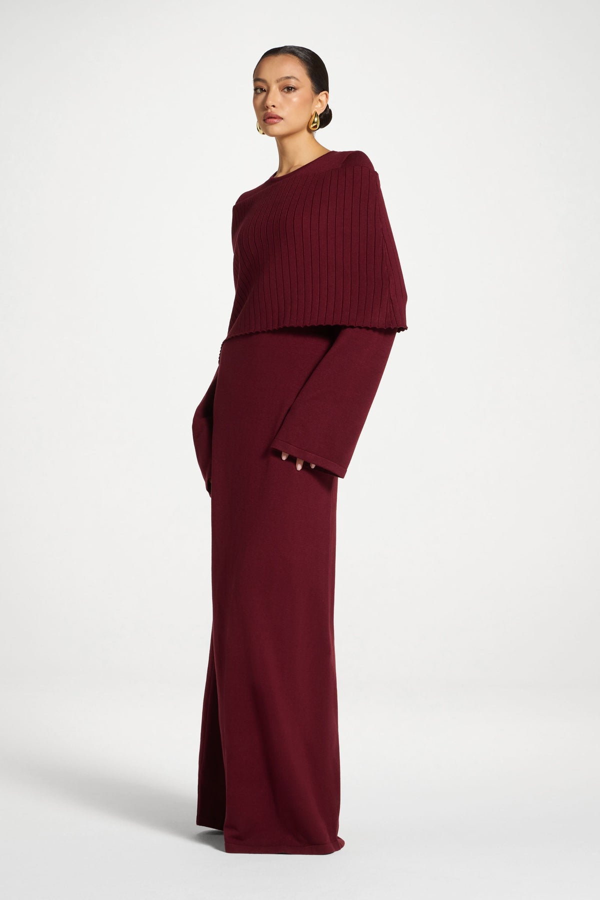 Knit Drape Maxi Dress - Cherry Lacquer