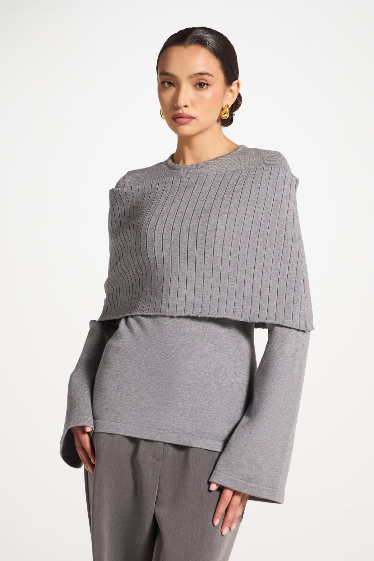 Knit Drape Top - Heather Grey