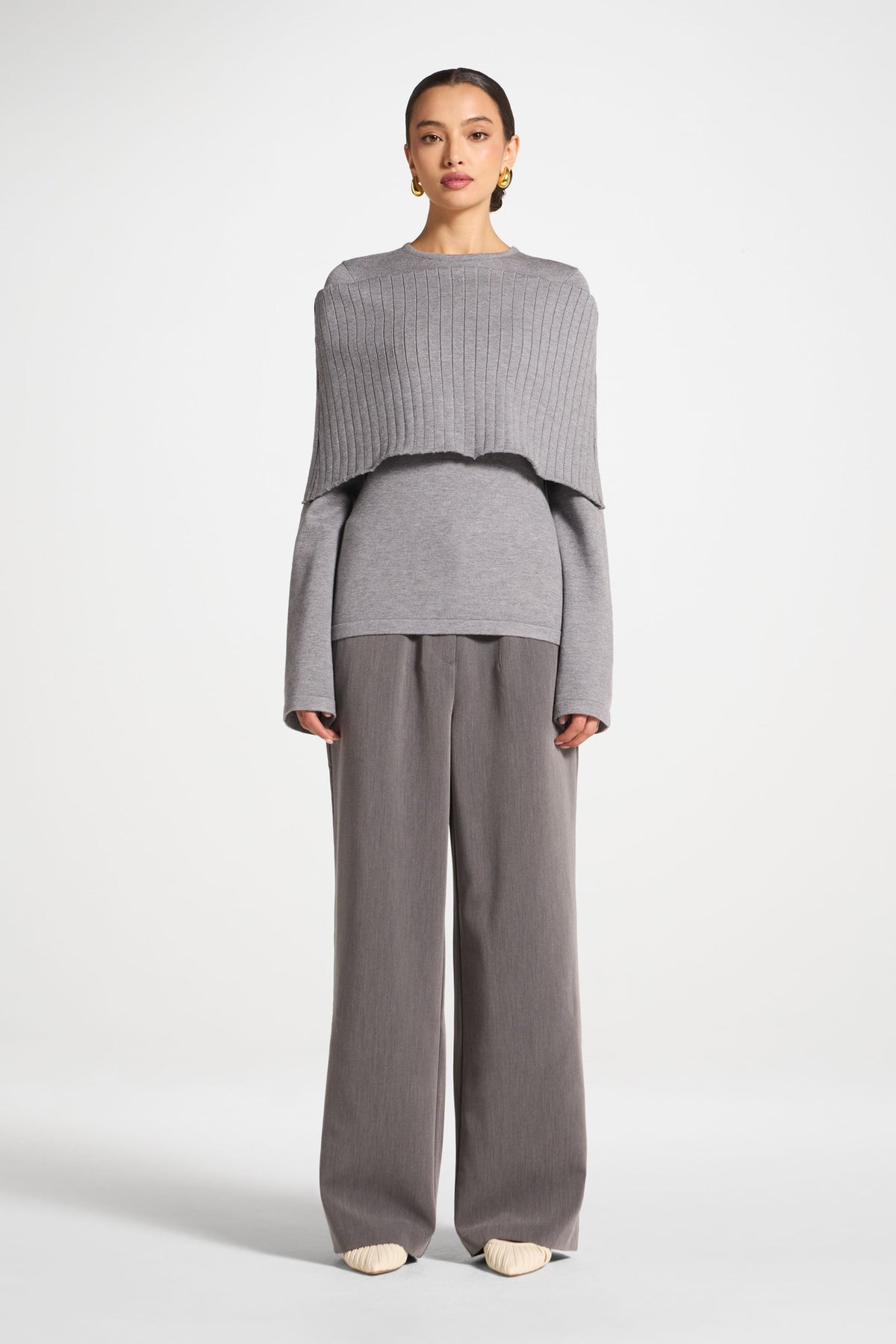 Knit Drape Top - Heather Grey