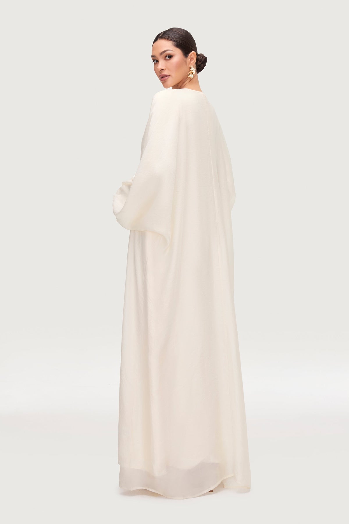 Naima Tie Front Open Abaya - Moonbeam