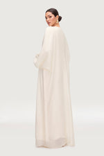 Naima Tie Front Open Abaya - Moonbeam