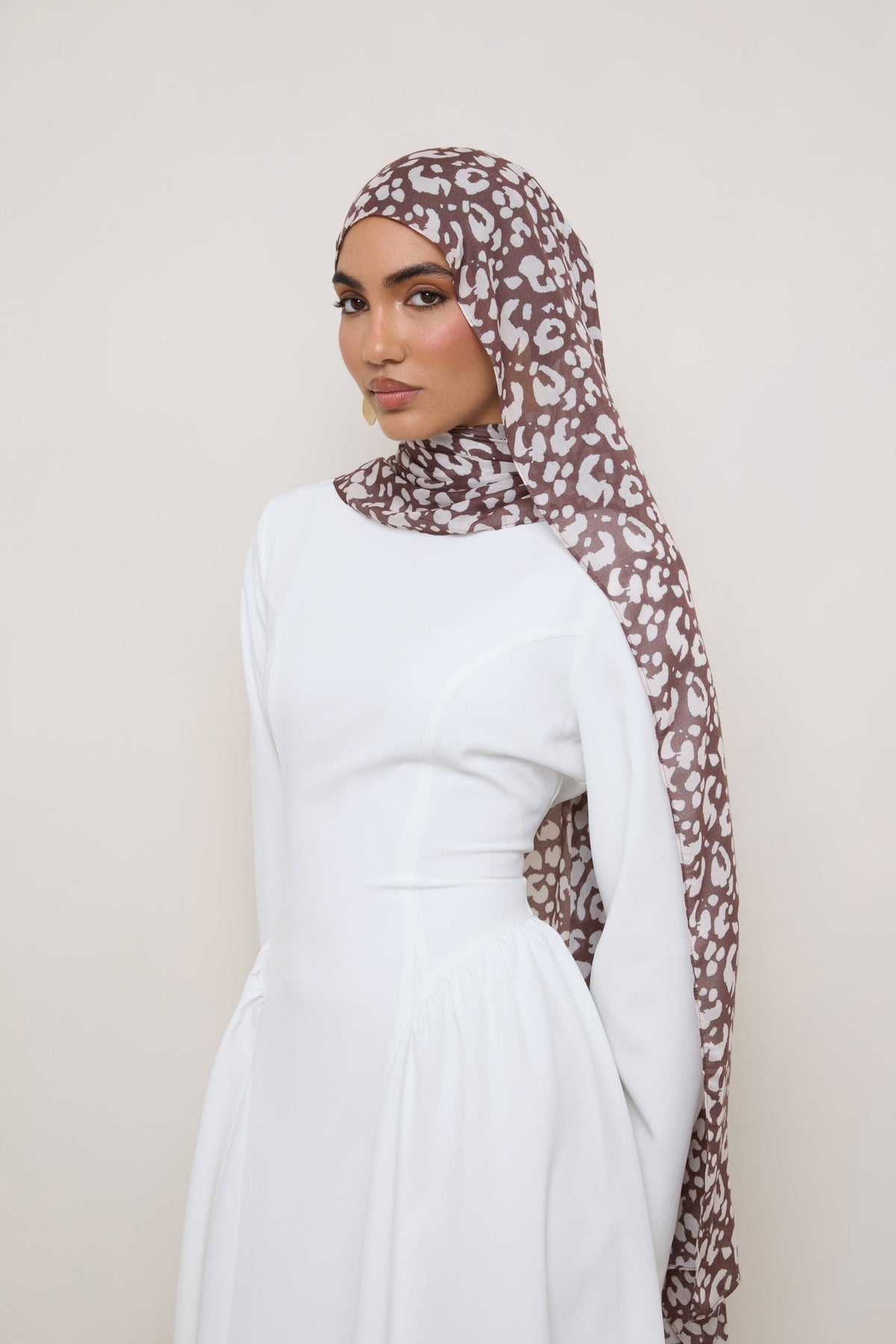 Printed Modal Hijab - Stone Leopard