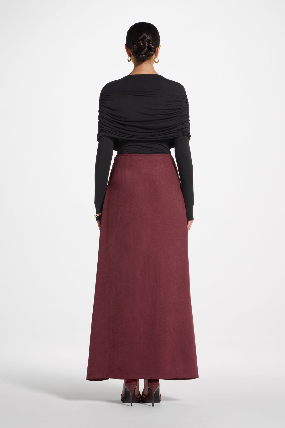 Suede Wrap Skirt - Fig
