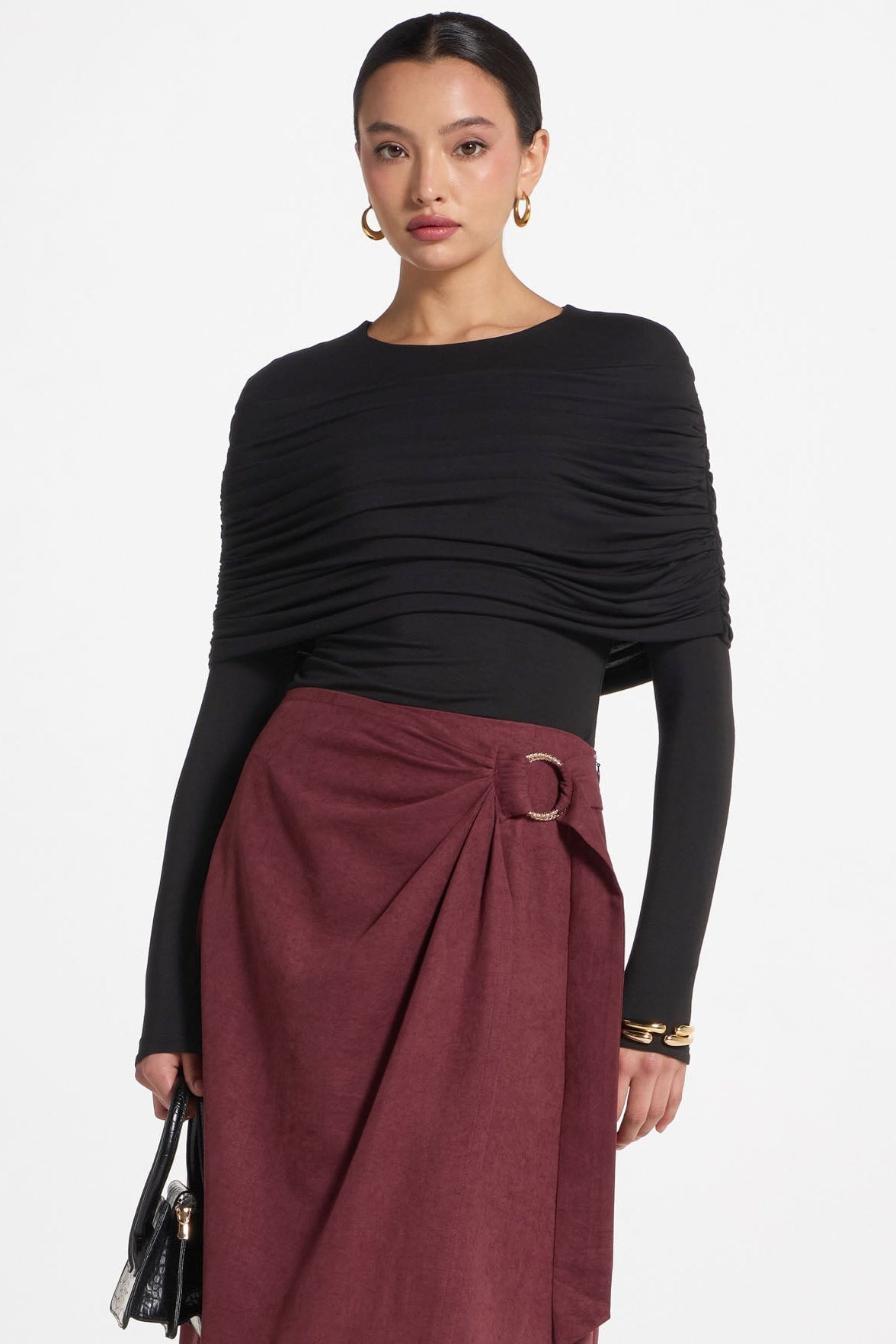 Suede Wrap Skirt - Fig
