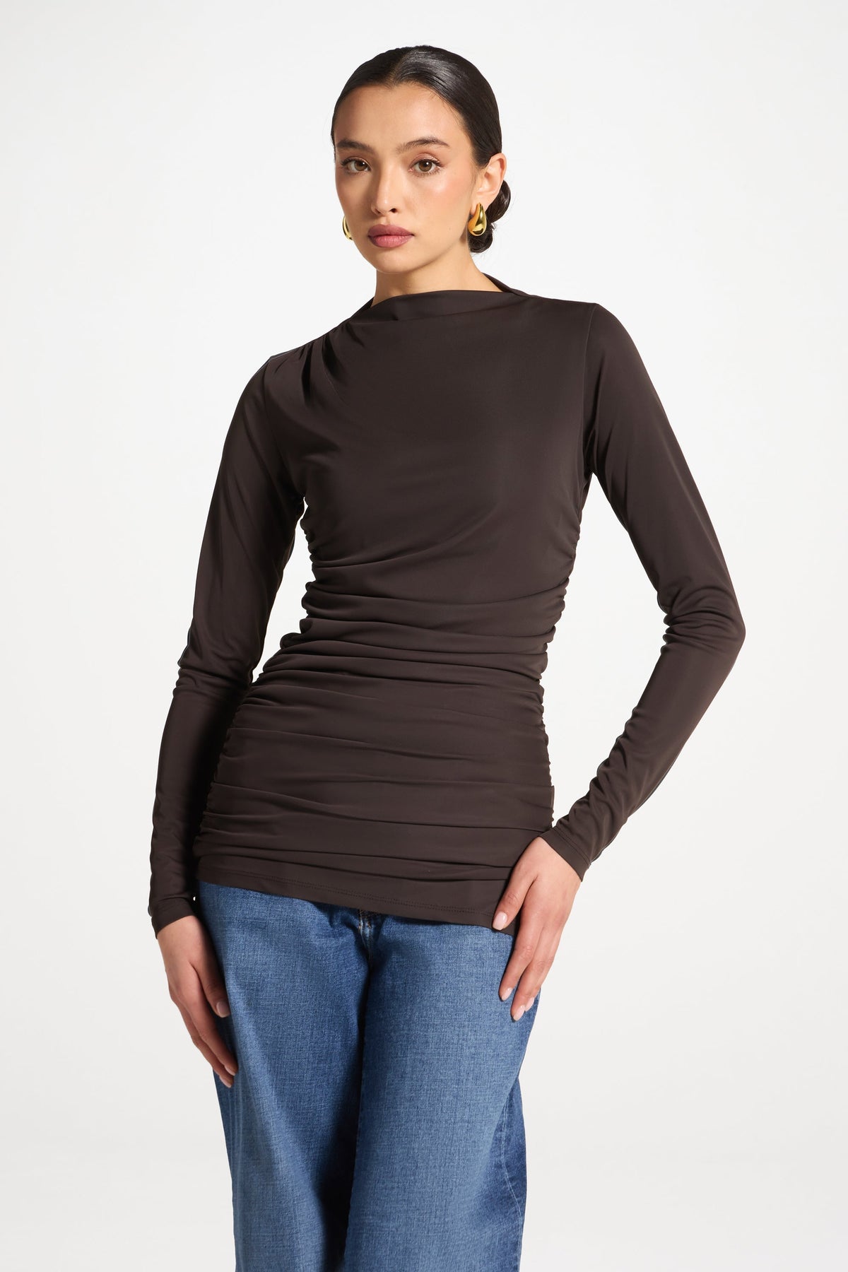 Rouched Top - Chocolate