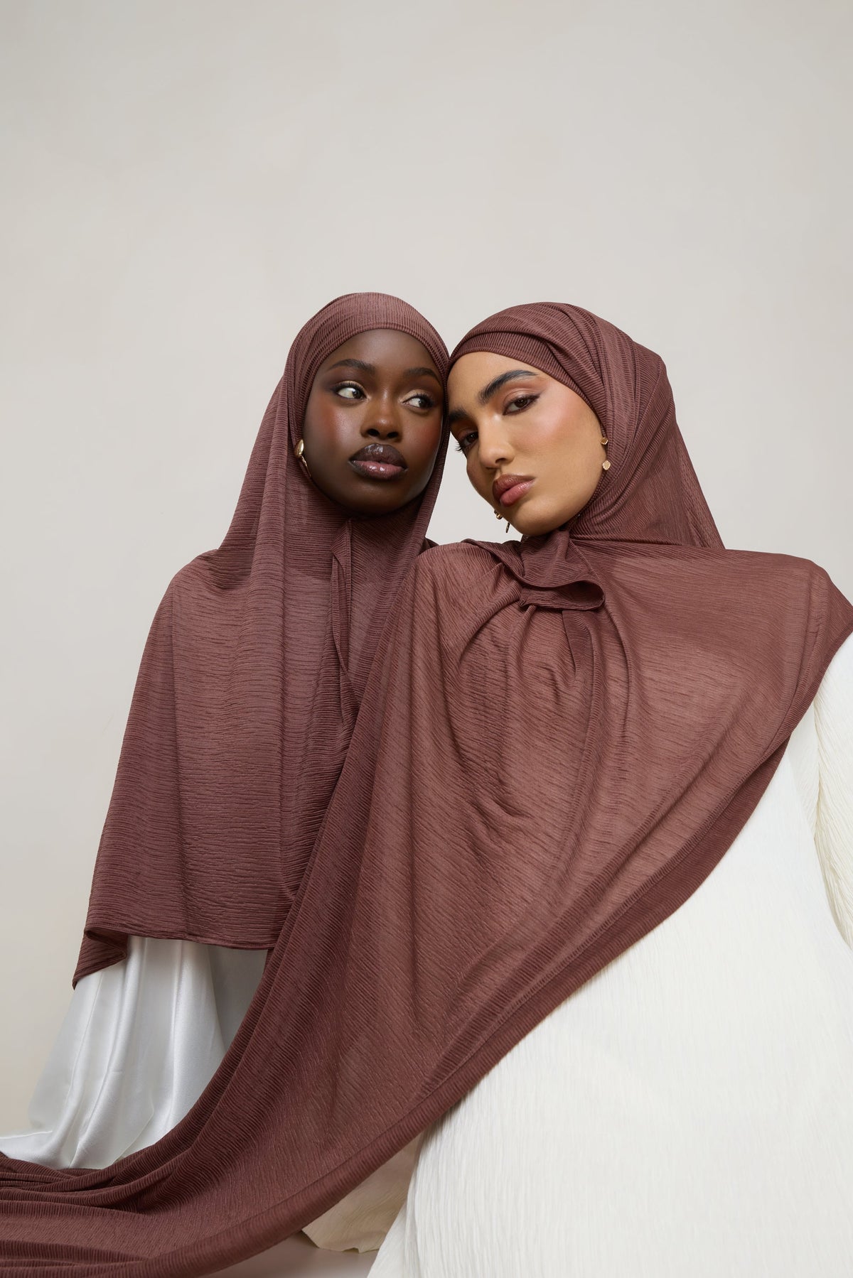 Stretch Stripe Hijab - Cocoa