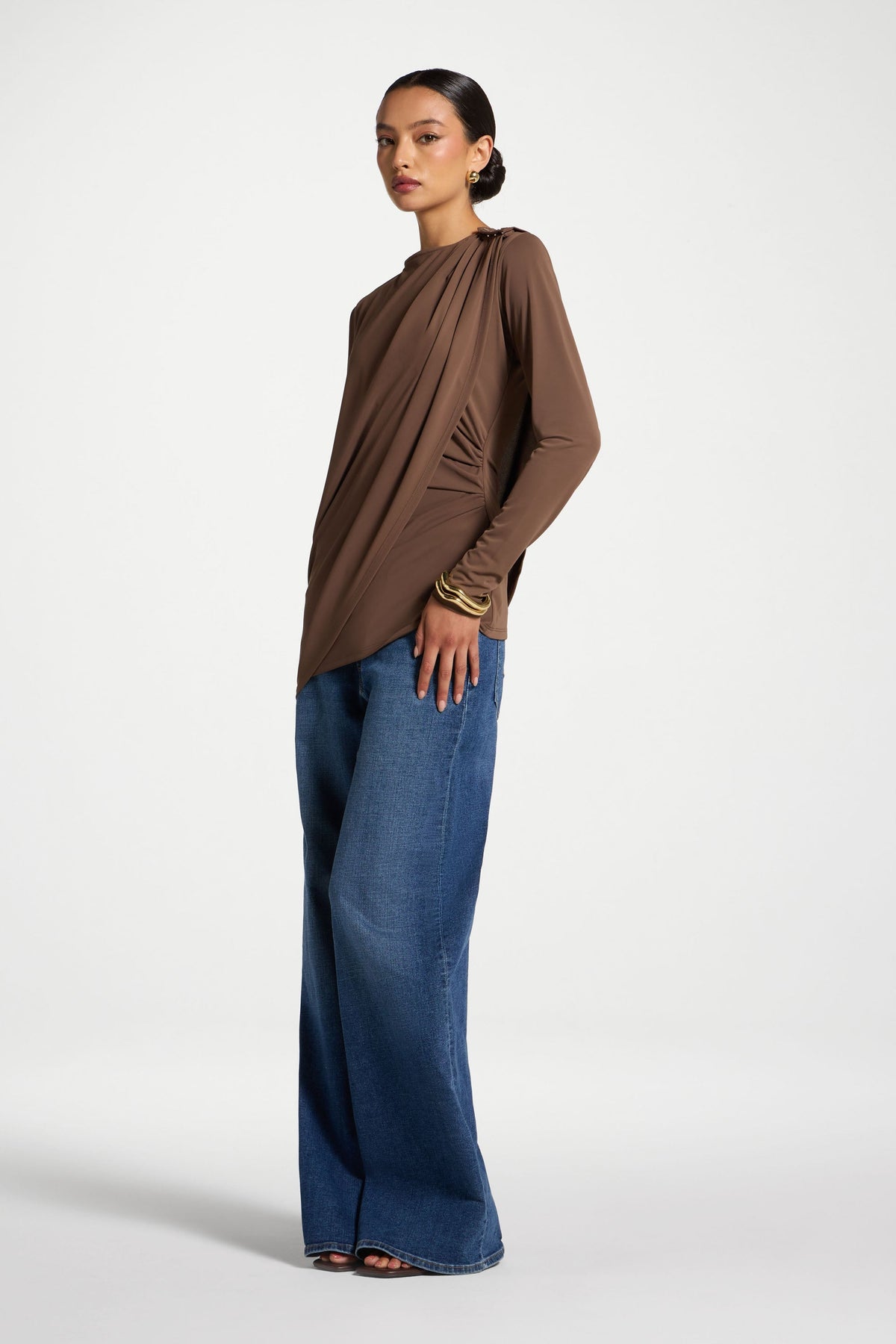 Asymmetric Top & Cape Set - Coffee Quartz