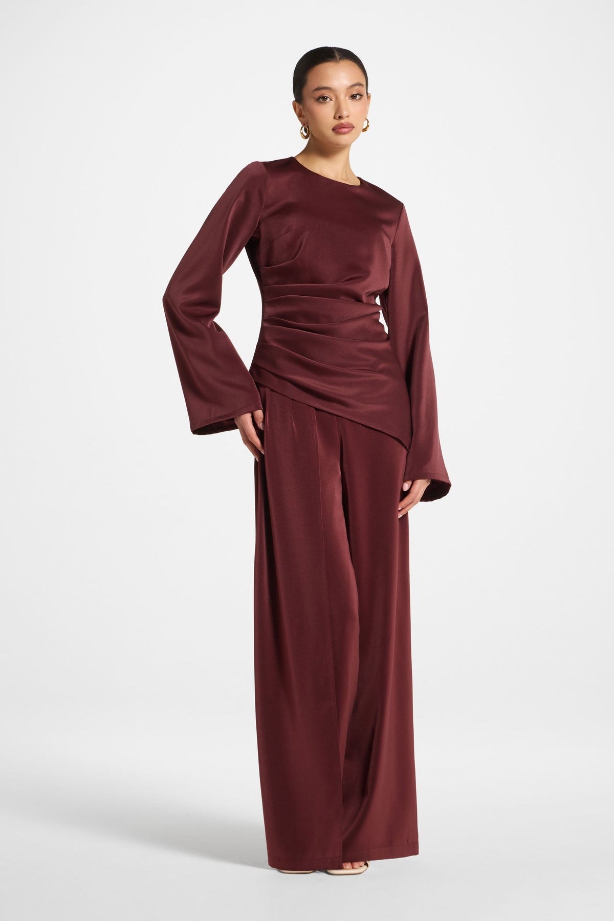 Asymmetric Drape Pants - Fig