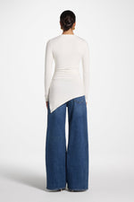 Asymmetric Rouched Bamboo Top - Coconut Milk