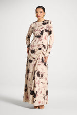 Asymmetric Rouched Maxi Dress - Vanilla Petals