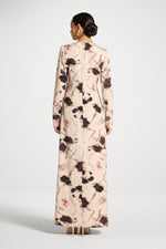 Asymmetric Rouched Maxi Dress - Vanilla Petals