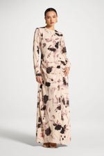 Asymmetric Rouched Maxi Dress - Vanilla Petals