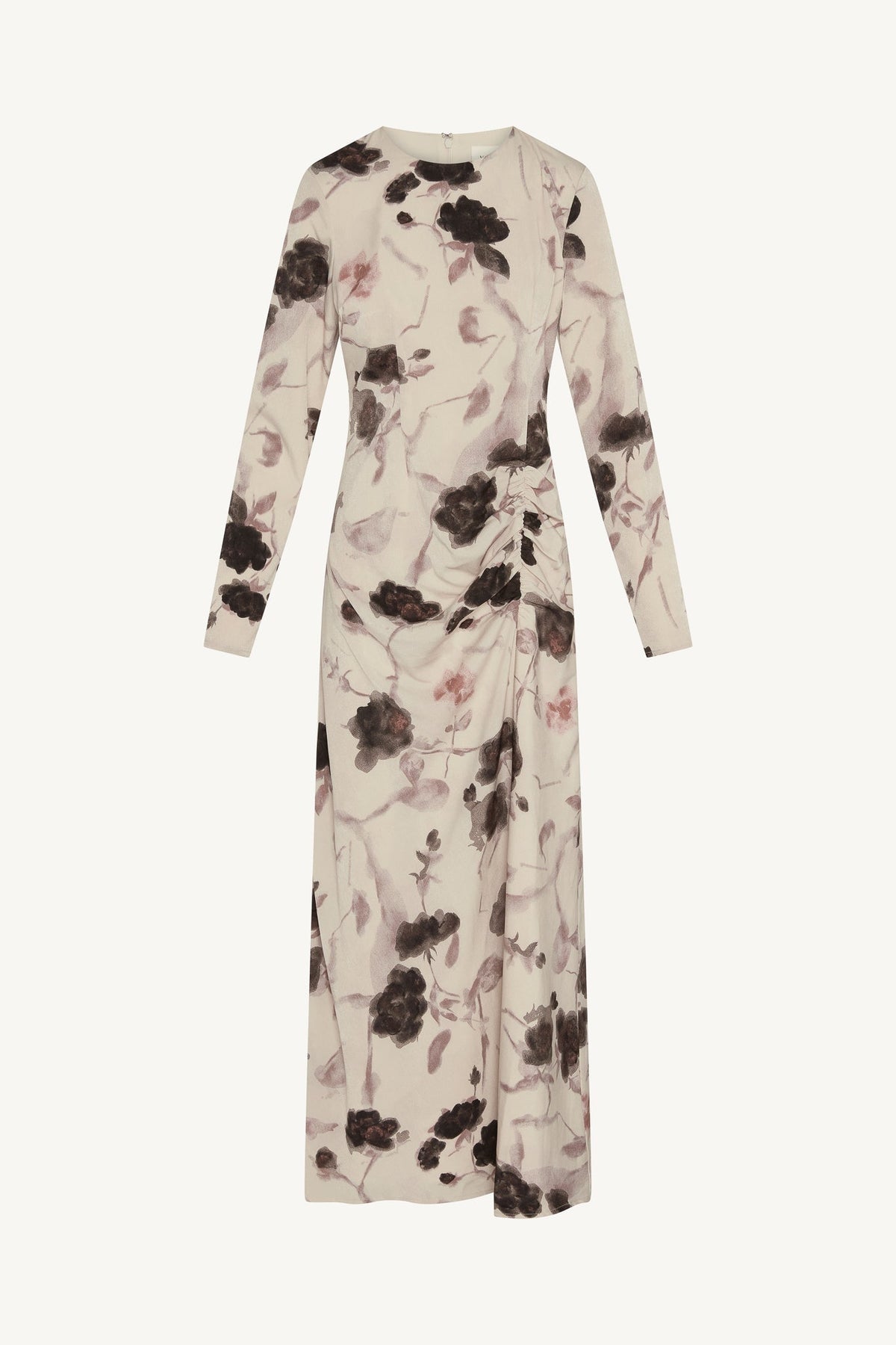 Asymmetric Rouched Maxi Dress - Vanilla Petals