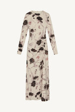 Asymmetric Rouched Maxi Dress - Vanilla Petals