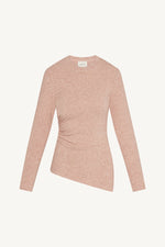 Asymmetric Rouched Knit Top - Rose