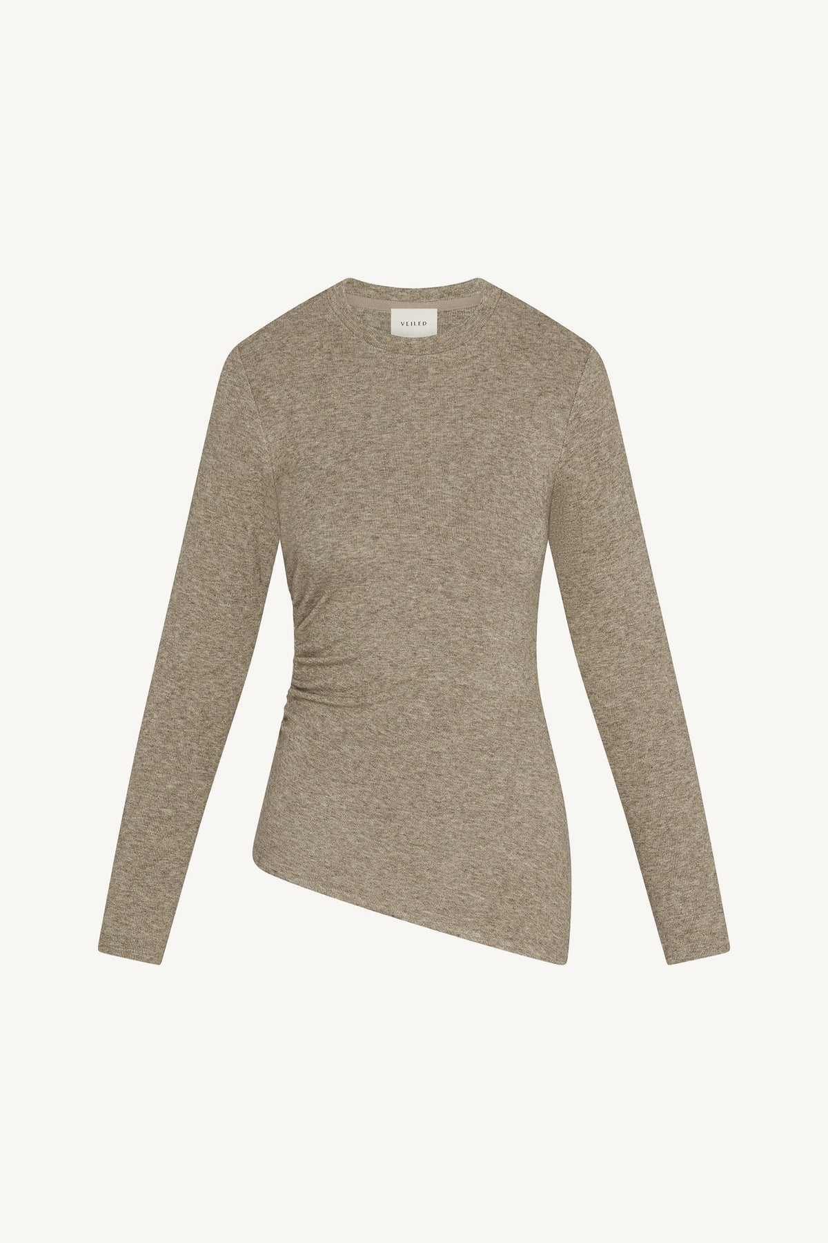 Asymmetric Rouched Top - Warm Grey