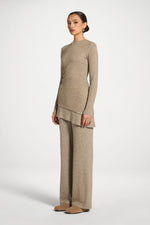 Asymmetric Rouched Top - Warm Grey