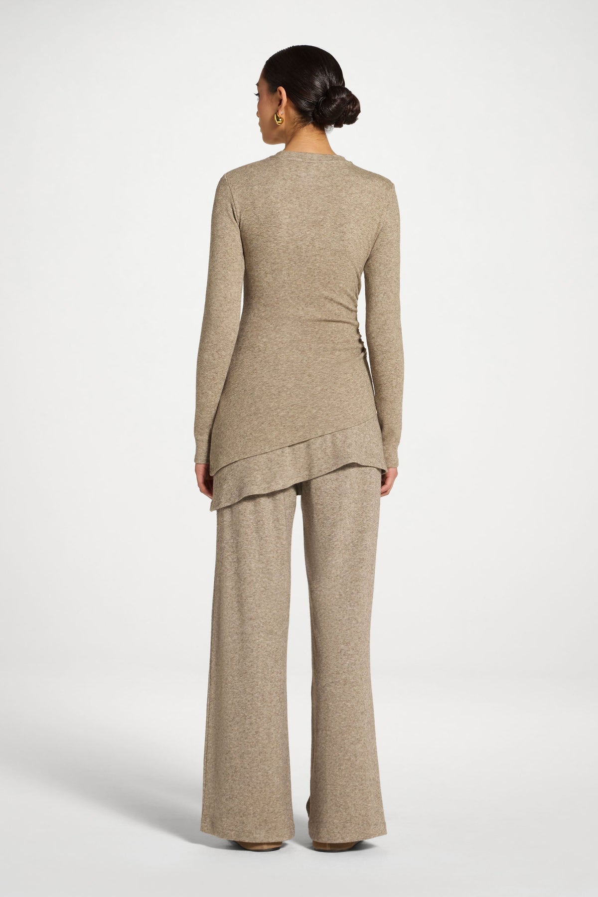 Asymmetric Rouched Top - Warm Grey