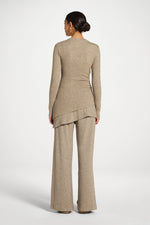 Asymmetric Rouched Top - Warm Grey