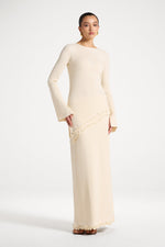 Asymmetric Ruffle Hem Knit Top - Ivory