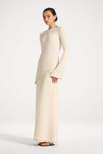 Asymmetric Ruffle Hem Knit Top - Ivory