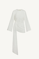 Asymmetric Side Tie Top - White