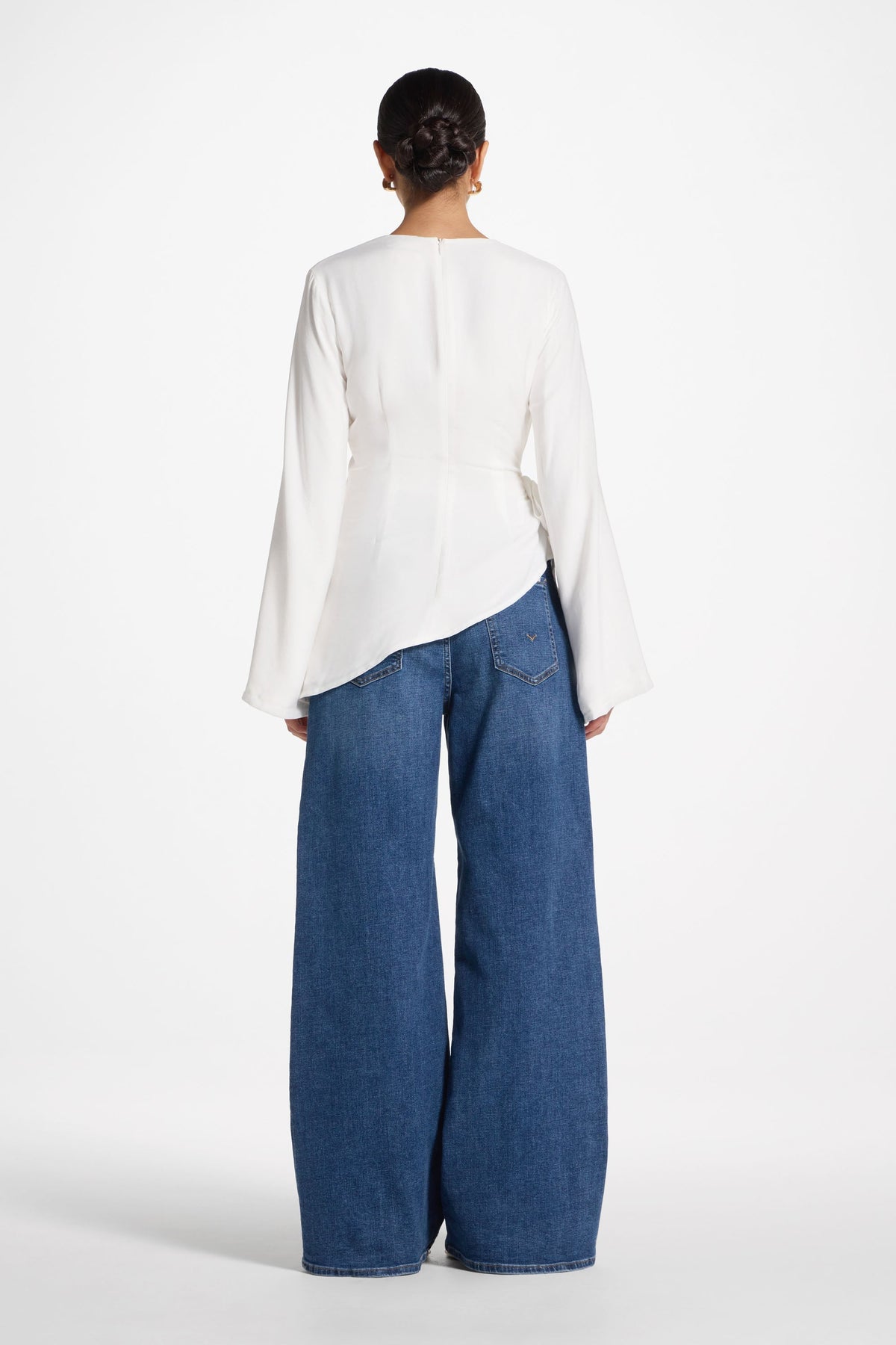 Asymmetric Side Tie Top - White