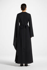 Asymmetric Sleeve Maxi Dress - Black