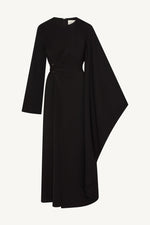 Asymmetric Sleeve Maxi Dress - Black