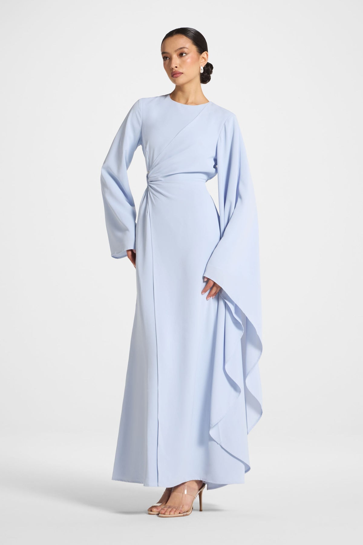 Asymmetric Sleeve Maxi Dress - Frost