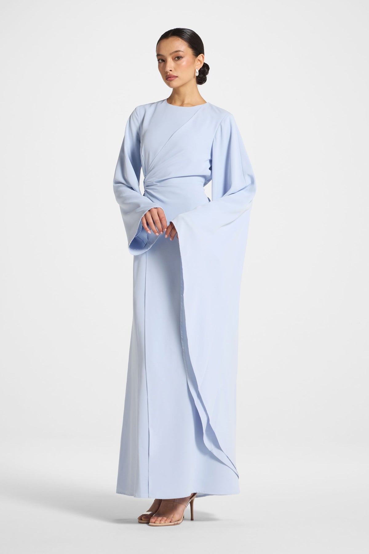 Asymmetric Sleeve Maxi Dress - Frost