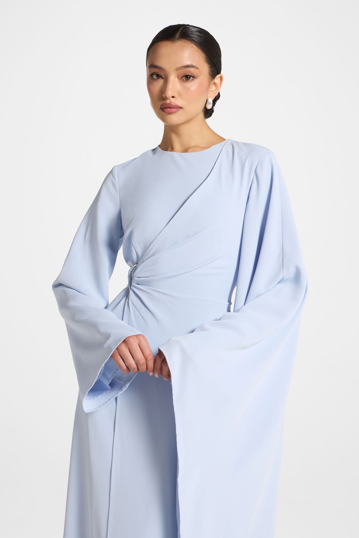 Asymmetric Sleeve Maxi Dress - Frost