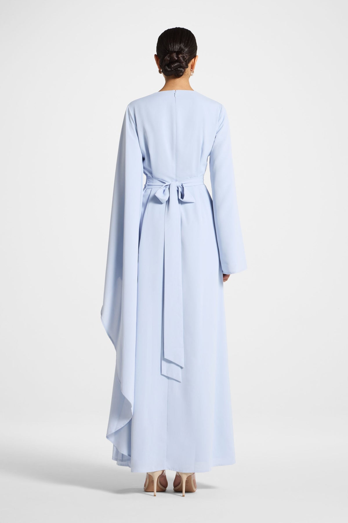 Asymmetric Sleeve Maxi Dress - Frost