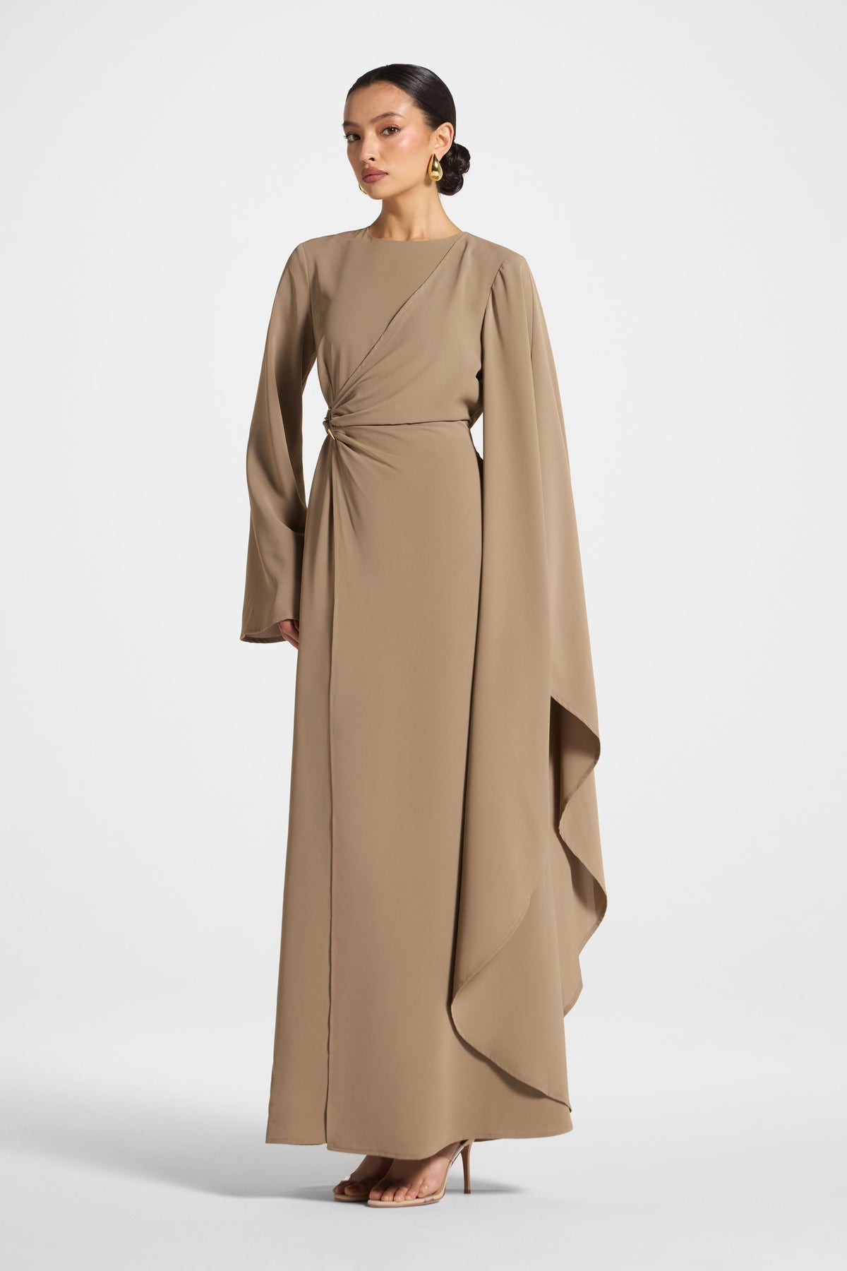 Asymmetric Sleeve Maxi Dress - Vetiver