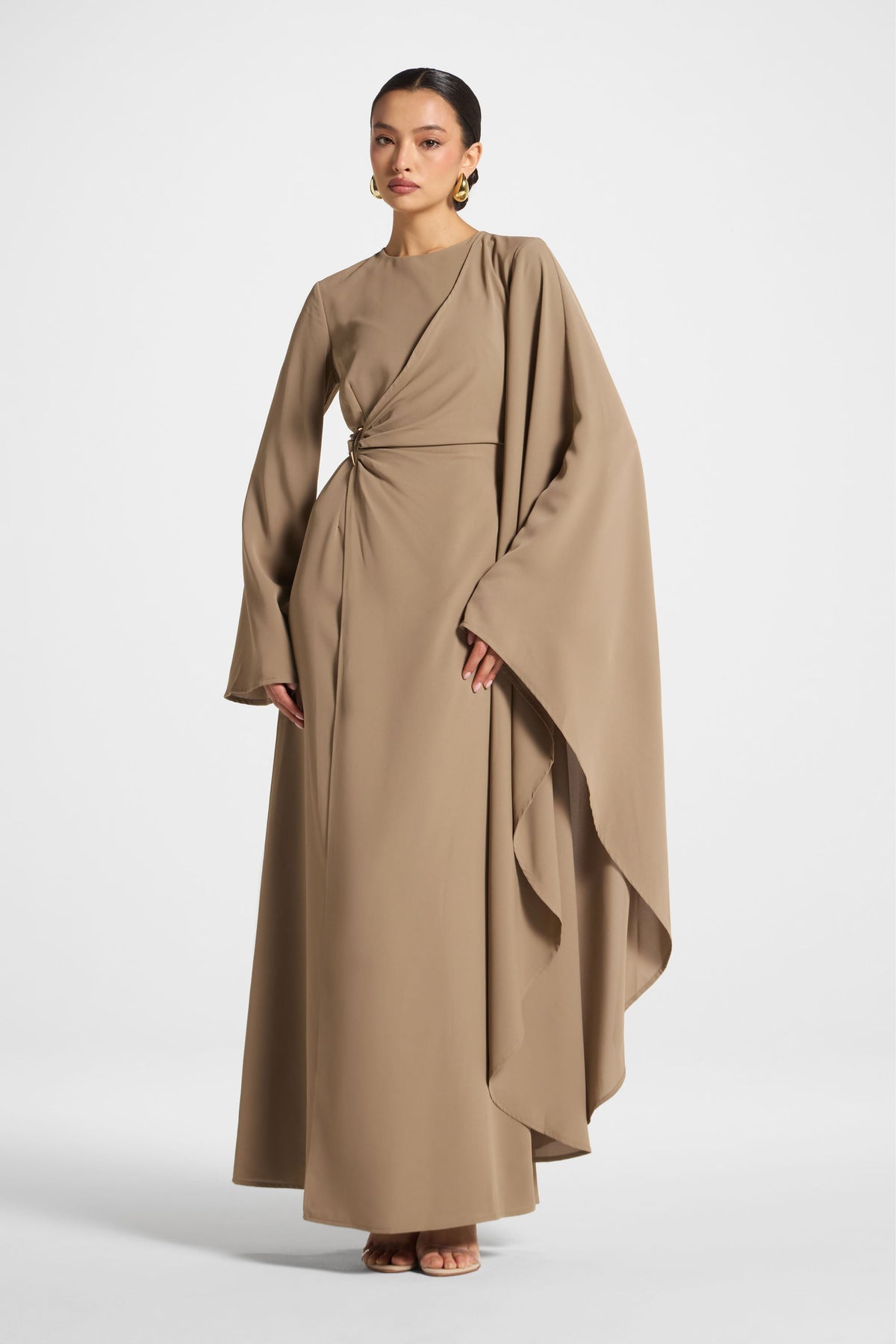 Asymmetric Sleeve Maxi Dress - Vetiver