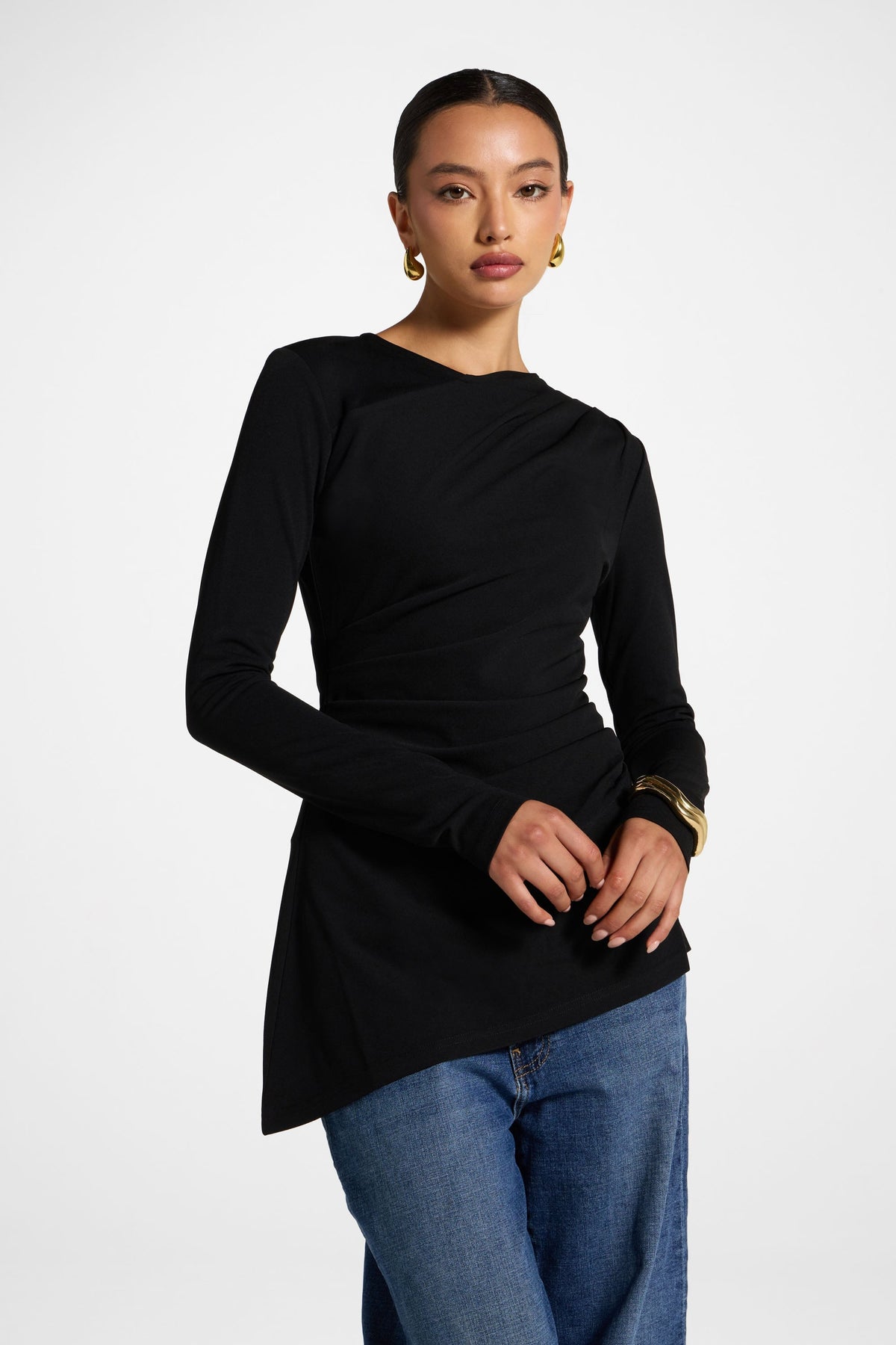 Asymmetric Stretch Top - Black