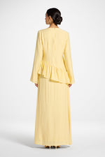 Asymmetric Textured Ruffle Top - Banana