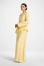 Asymmetric Textured Ruffle Top - Banana