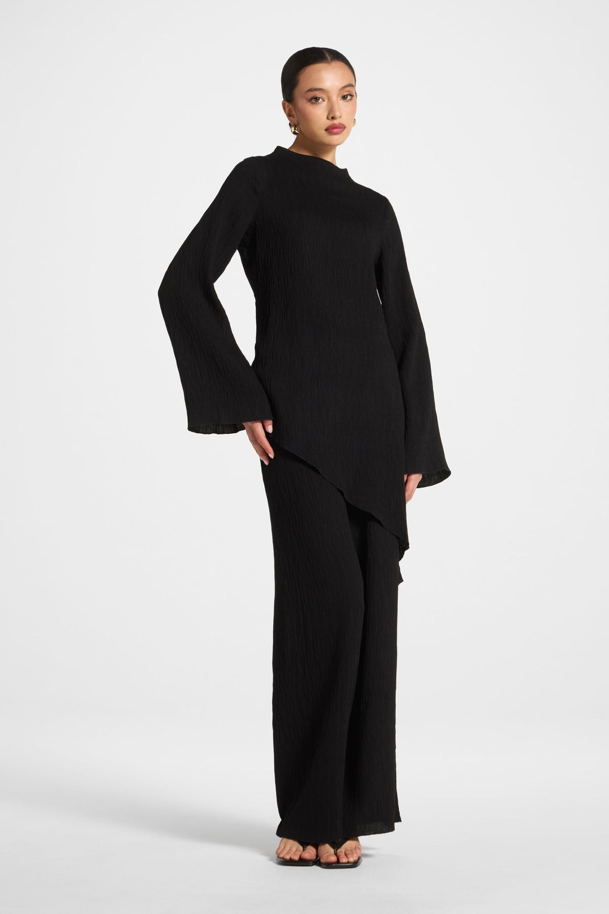 Asymmetric Textured Top - Black